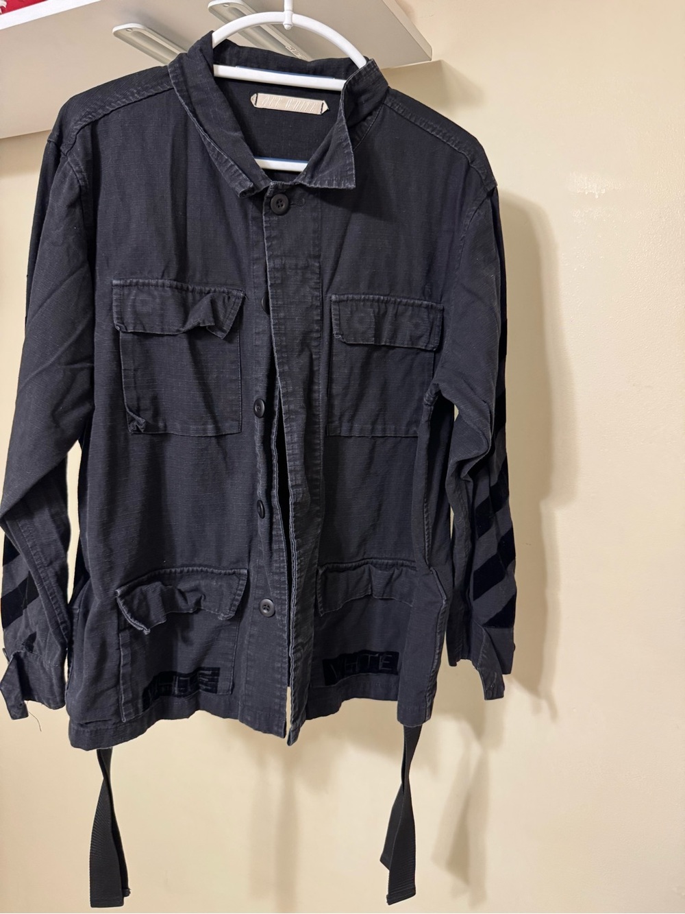Men's Black Utility Jacket with Strap Details